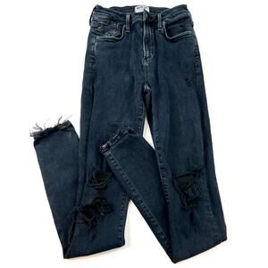 AGOLDE | Sophie High Rise Washed Black Distressed Skinny Jeans Size 25